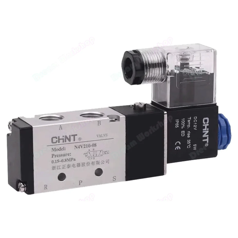 Elettrovalvola 4V110-06 1/8 CHNT Air Solenoid Valve 5 Way Port 2 Position Tool change Pneumatic Electric Magnetic Valves DC12V 24V 110V 220V Pneumatica — dettaglio 2