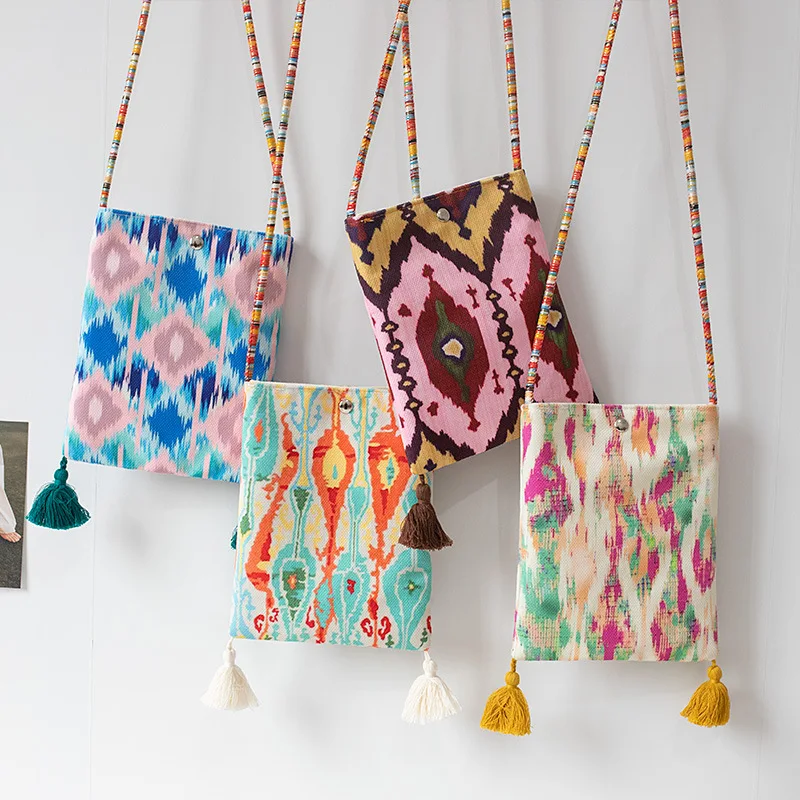 

Women Crossbody Bags Polyester Ethnic Style Handmade Small Unique Design Spring Summer Fashion Boho Clutch Purse