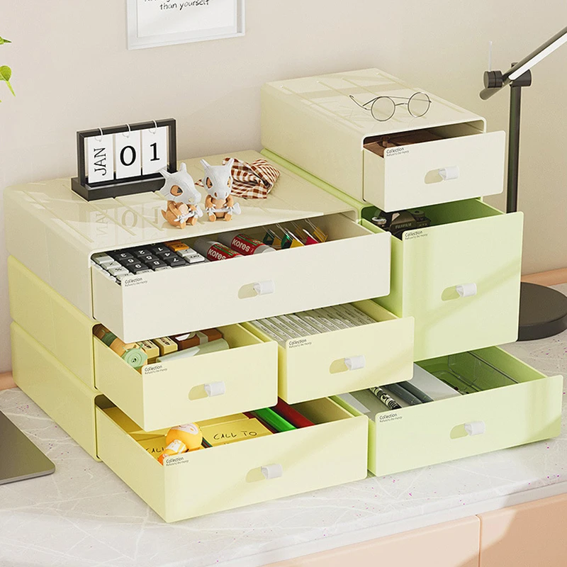 INS Ice Cream Color Desktop Cabinet Stackable Storage Box Drawer Type Home Office Stationery Cosmetics Organizer