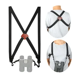 Leather Webbing Optics Binocular Harness Strap X-shaped Adjustable Belt Monocular Harness Strap Powerful Binoculars Telescope