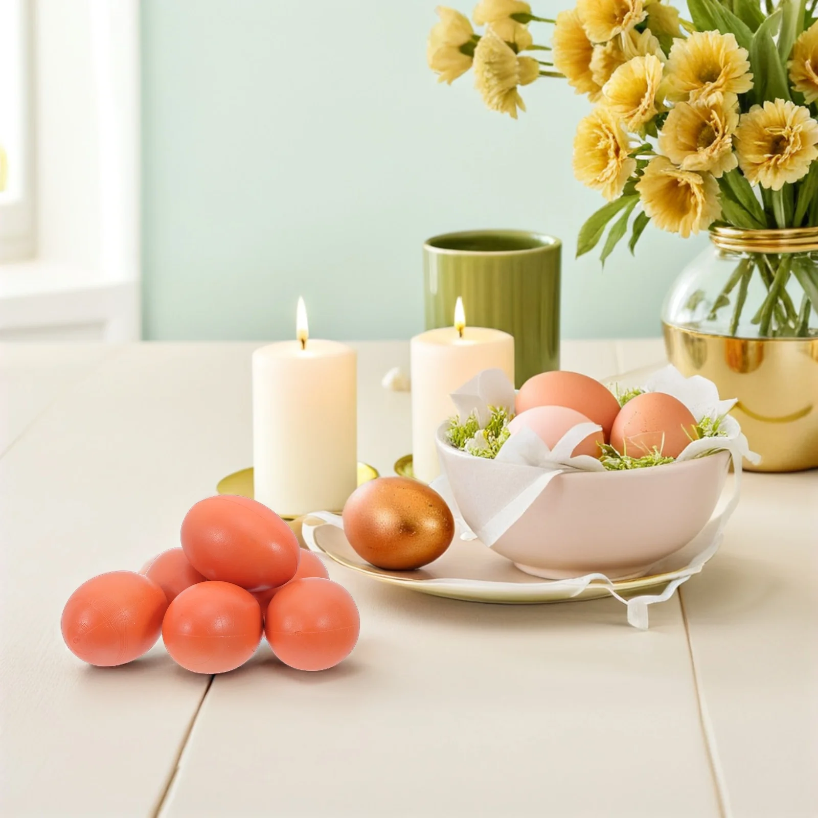 

6Pcs Painted Easter Eggs DIY Set Smooth Realistic Plastic Eggs for Crafting Painting Decorating Easter Party Decor Early