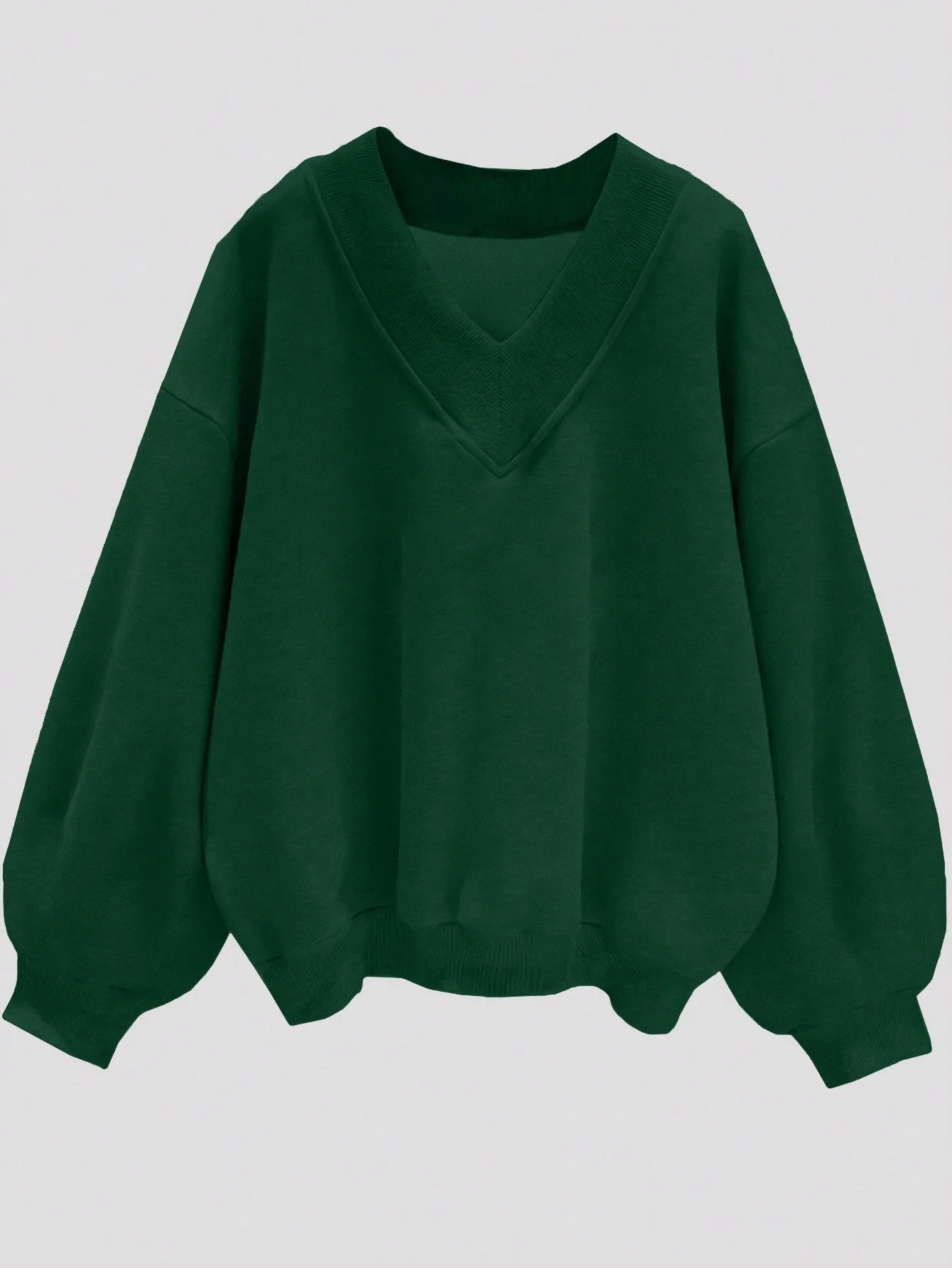 Women Fall V Neck Sweatshirt Loose Fit Long Sleeve Pullover Top Casual Solid Color Oversized Streetwear for Autumn Daily Wear
