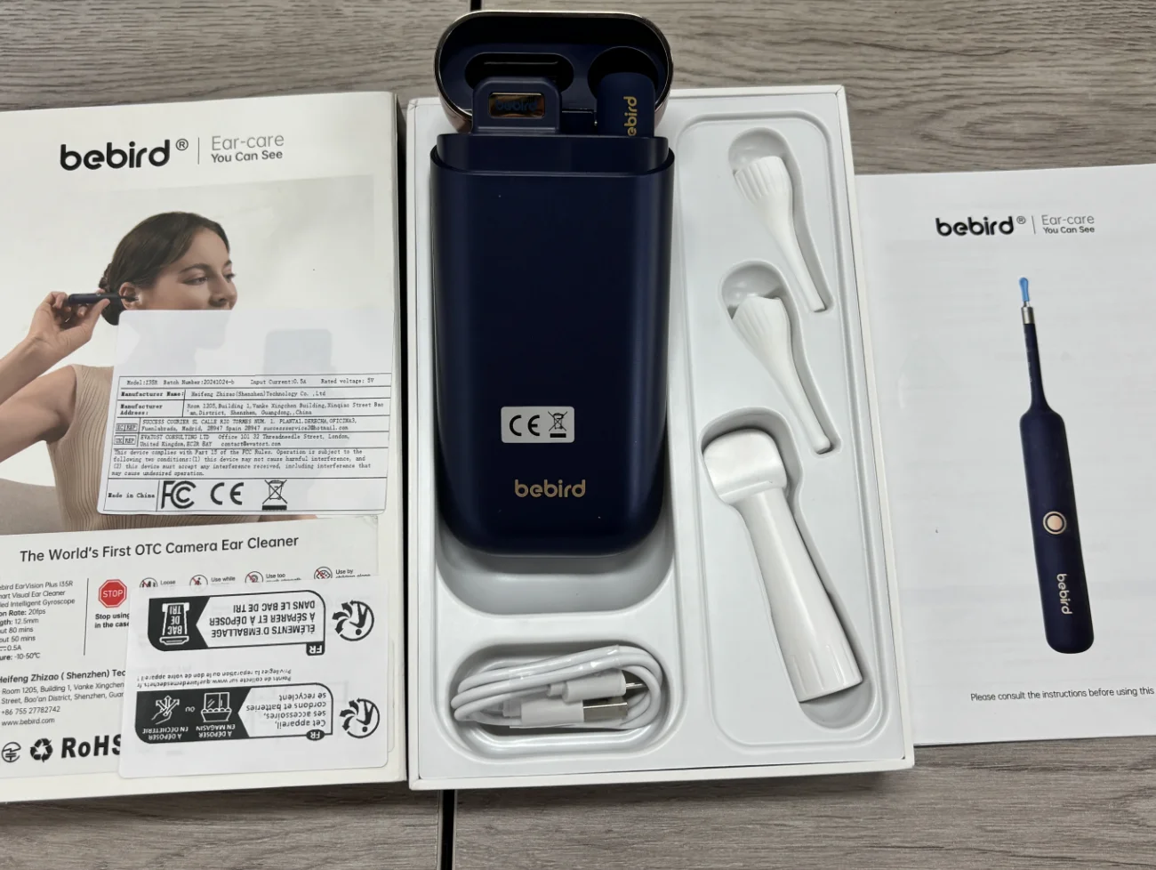 Nettoyeur de cire d'oreille visuel intelligent 4 en 1, avec caméra, Endoscope HD, outil d'otoscope de nettoyage visuel multifonctionnel des oreilles, comprend un stockage