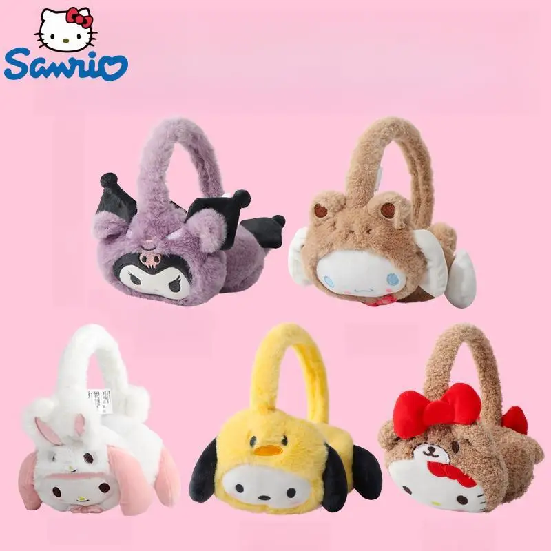 

Sanrio My Melody Cinnamoroll Kuromi Hellokittys Kawaii Doll Plush Soft Ear Warmer Cute Winter Warm Earmuffs For Women