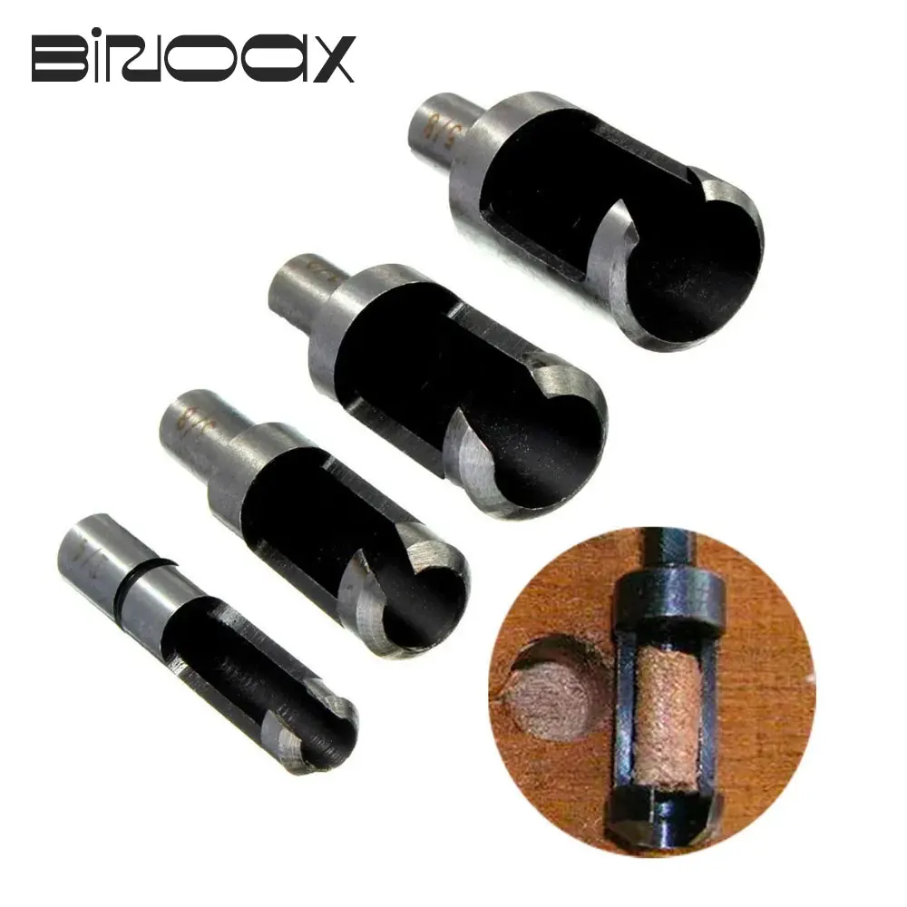 Binoax 4Pcs Carbon Steel Wood Work Plug Cutter Cutting Power Tool Drill Bit Set DIY 6/10/13/16mm