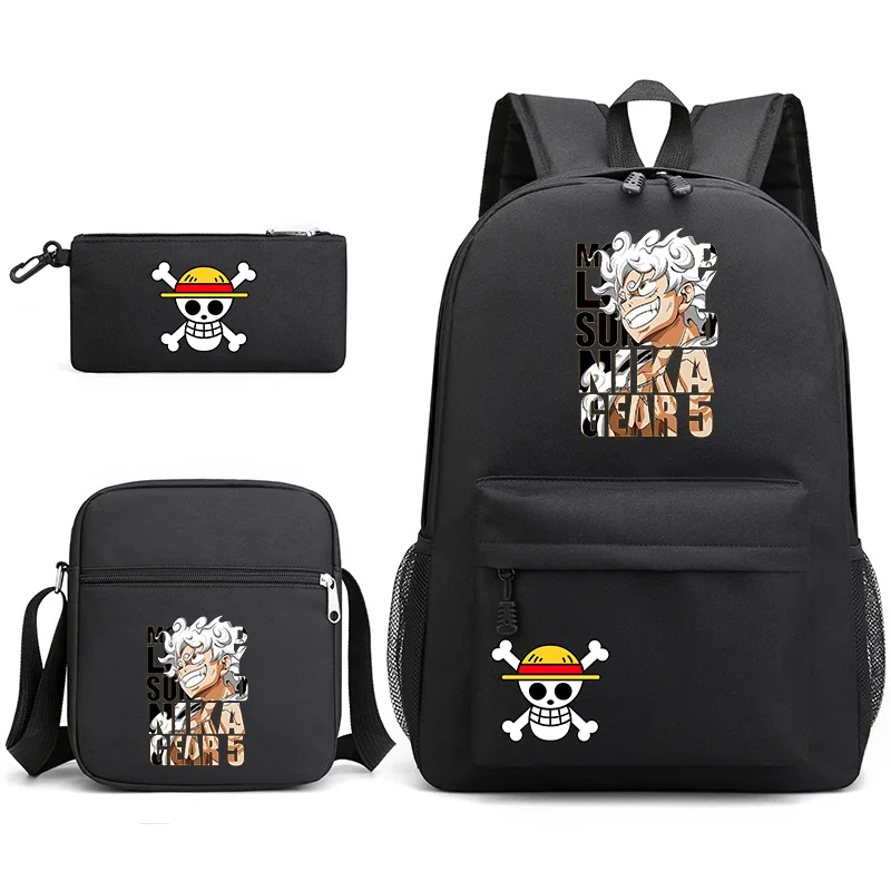 

New Anime Luffy Pattern Cool 3 Piece Backpack Teen High Quality Large Capacity School School Bag Anime Luffy Backpacks