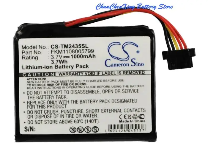 OrangeYu1000mAh Battery for TomTom 4EN42,4EN52,4EV42,4EV52,Go 2435,2435TM,2535,2535M,2535T,2535TM,please check the connector