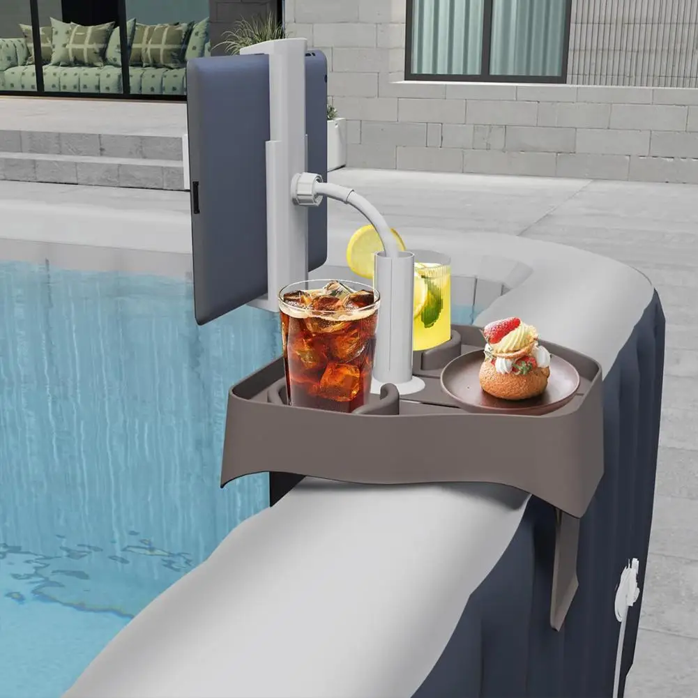 Pool Accessory with Cup Holders Essential Hot Tub Tray Table with Cup Holder Phone Stand for Pools Must-have Jacuzzi for Adults