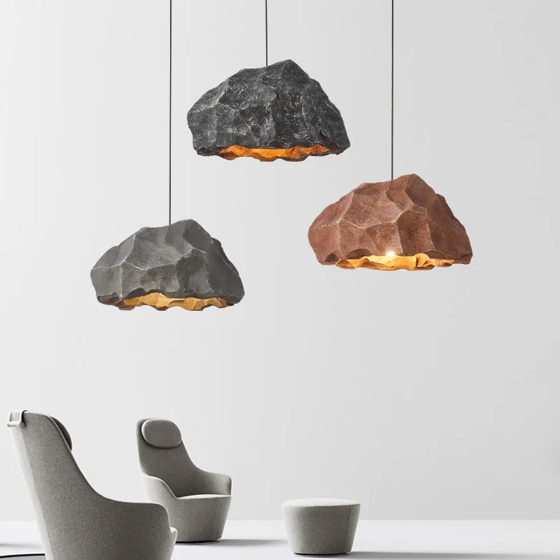 

Wabi Sabi Pendant Lamp Creative Irregular Rock Pendant Lamp for Bar Restaurant Industrial Cement Hanging Light Stone chandelier