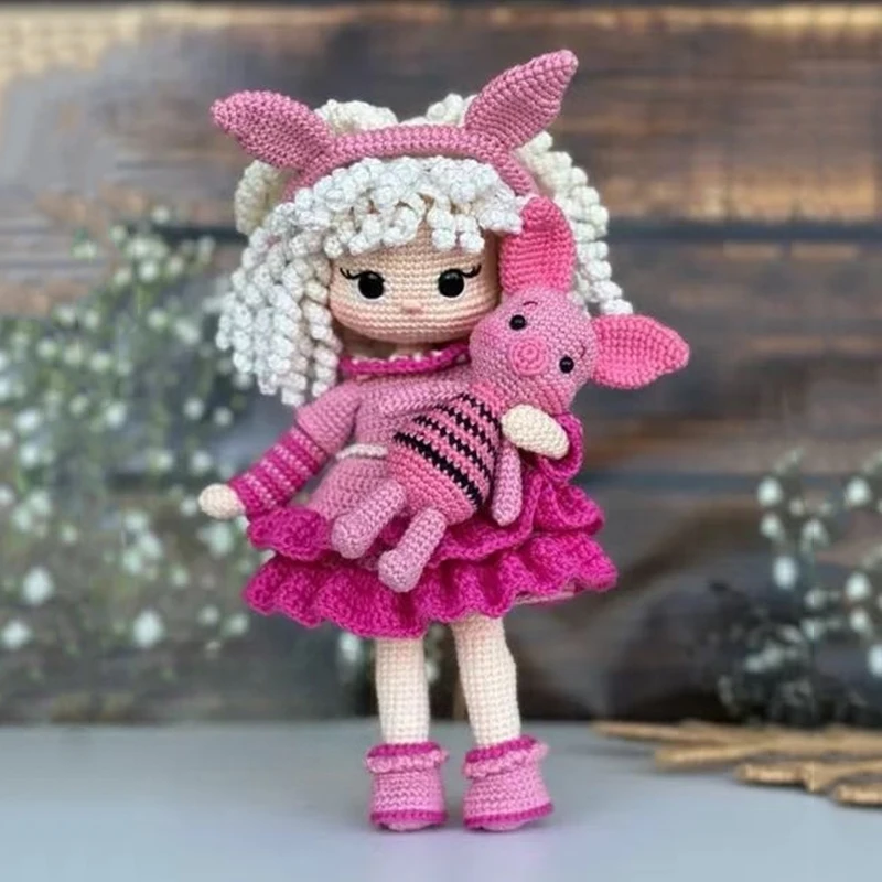 Handmade Knitting Doll Crochet Peppa and George dolls Crochet Dolls For Home Accessories Craft Toy Ornaments Finished Dolls