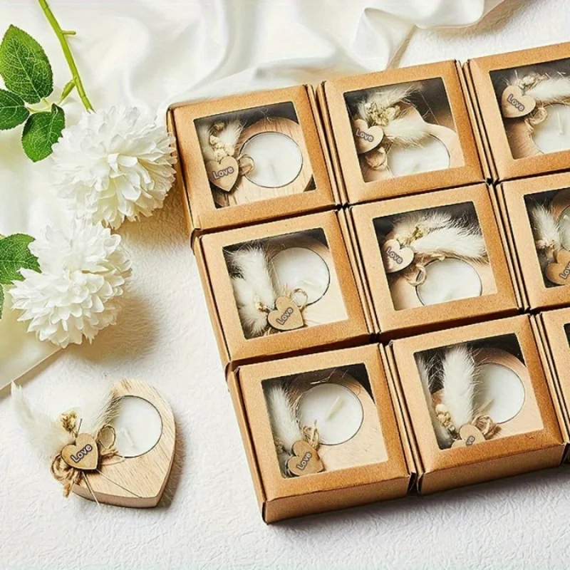 1pcValentine's Day Heart Candle Proposal Engagement Wedding Anniversary Party Table Decoration Wooden Mini Candle Holder with Dr