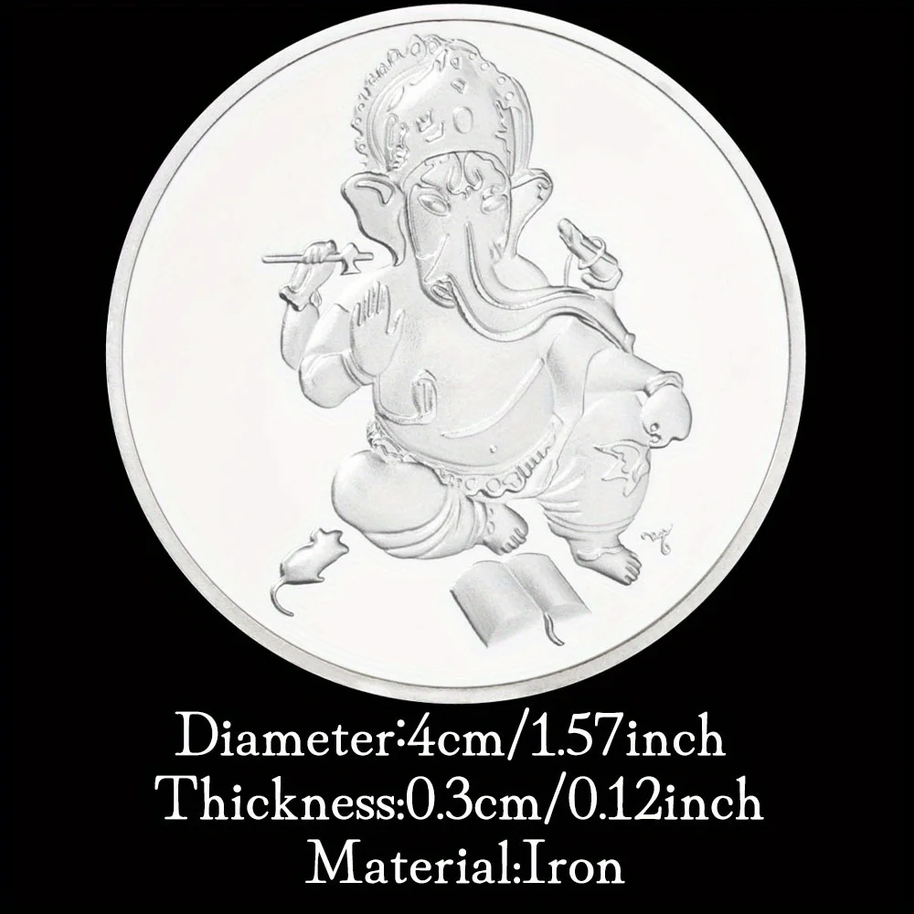 The Legend of Ganesha Collectible Souvenir Coin Basso-Relievo Silvery Plated Coin Hinduism Commemorative Coin