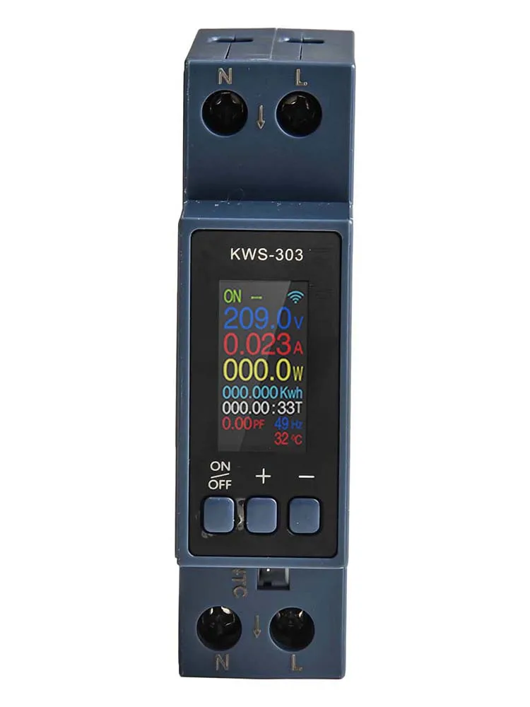 KWS-303WF 0.96 Inch Two Phase AC Power Meter 0-40A With 485 Communication For Voltage Current Energy Monitoring DIN Rail