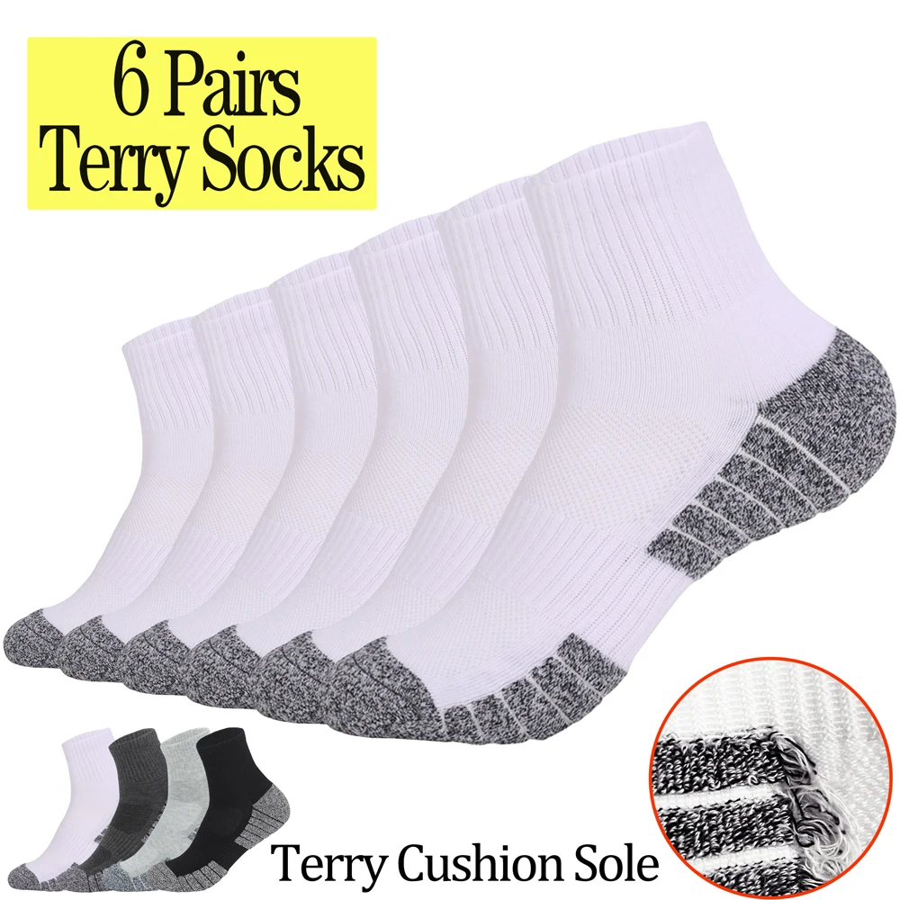 

6-парные мужские термотермические махровые походные носки с мягкой подкладкой среднего экипажа AAA, антибактериальные, впитывающие влагу для бега на открытом воздухе