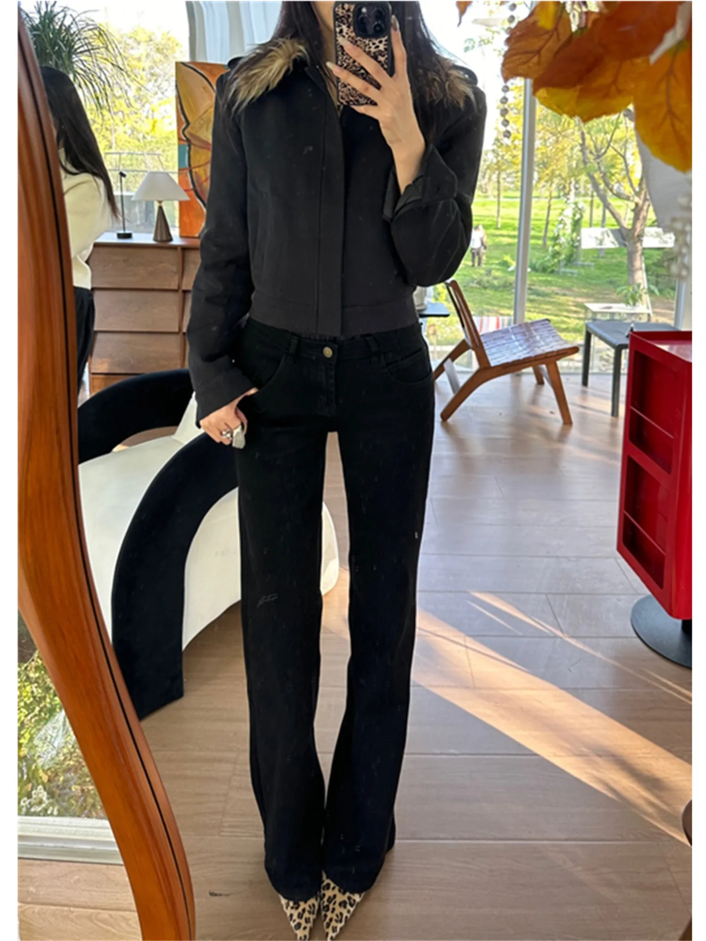 

American Style Vintage Low Waist Straight Leg Jeans Women's Slimming Long Narrow Version Cotton Casual Autumn Winter Jeans