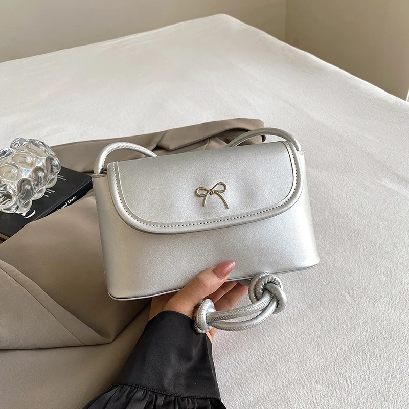 

Sweet Bow Women Square Shoulder Bags Candy Color Portable Ladies Crossbody Bag Casual Commuter Female Underarm Handbags Purse