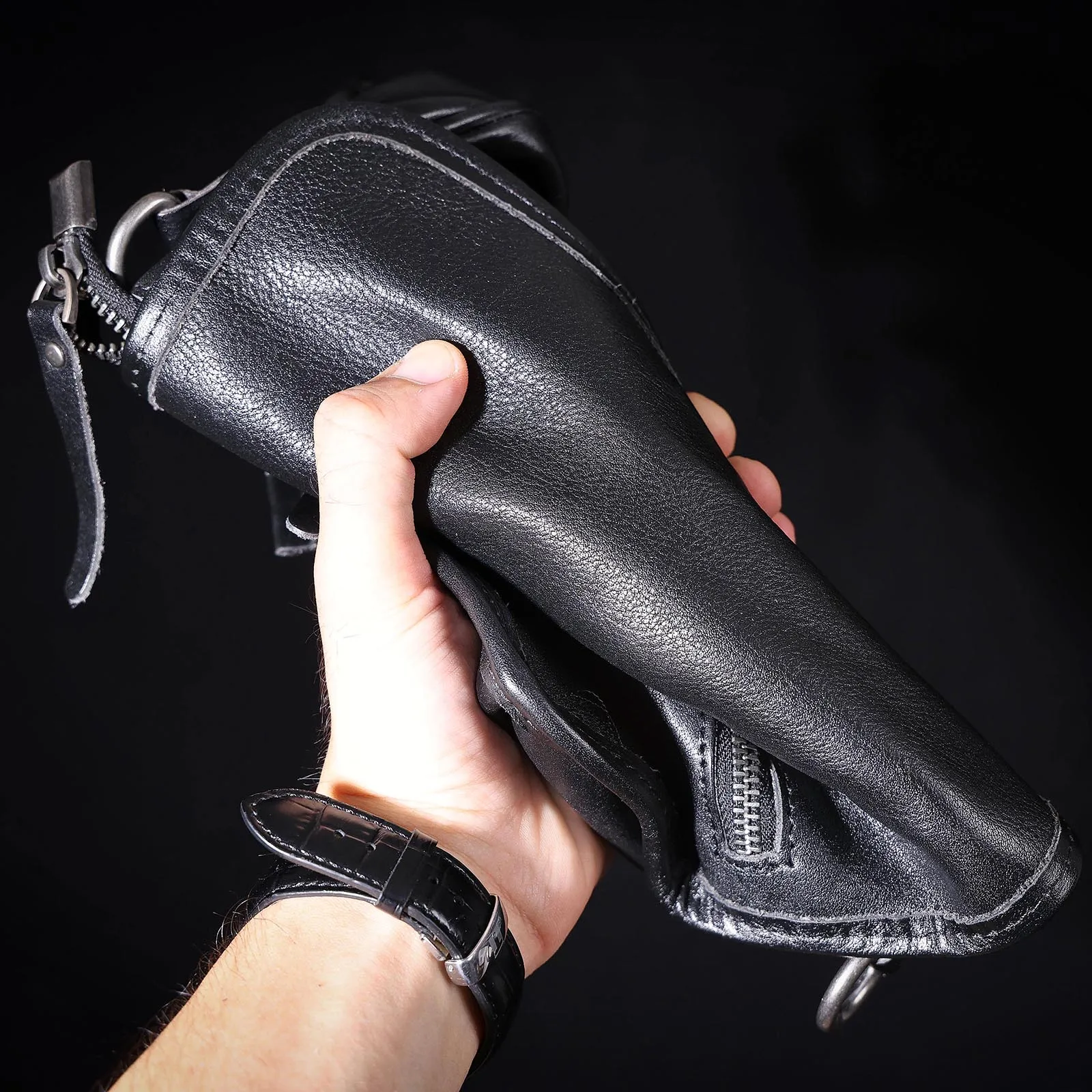 Echtes Leder Herren Casual Brusttasche Rindsleder Umhängetasche Modische Handytasche Pflanzlich Gegerbtes Gerafftes Leder – Detail 9