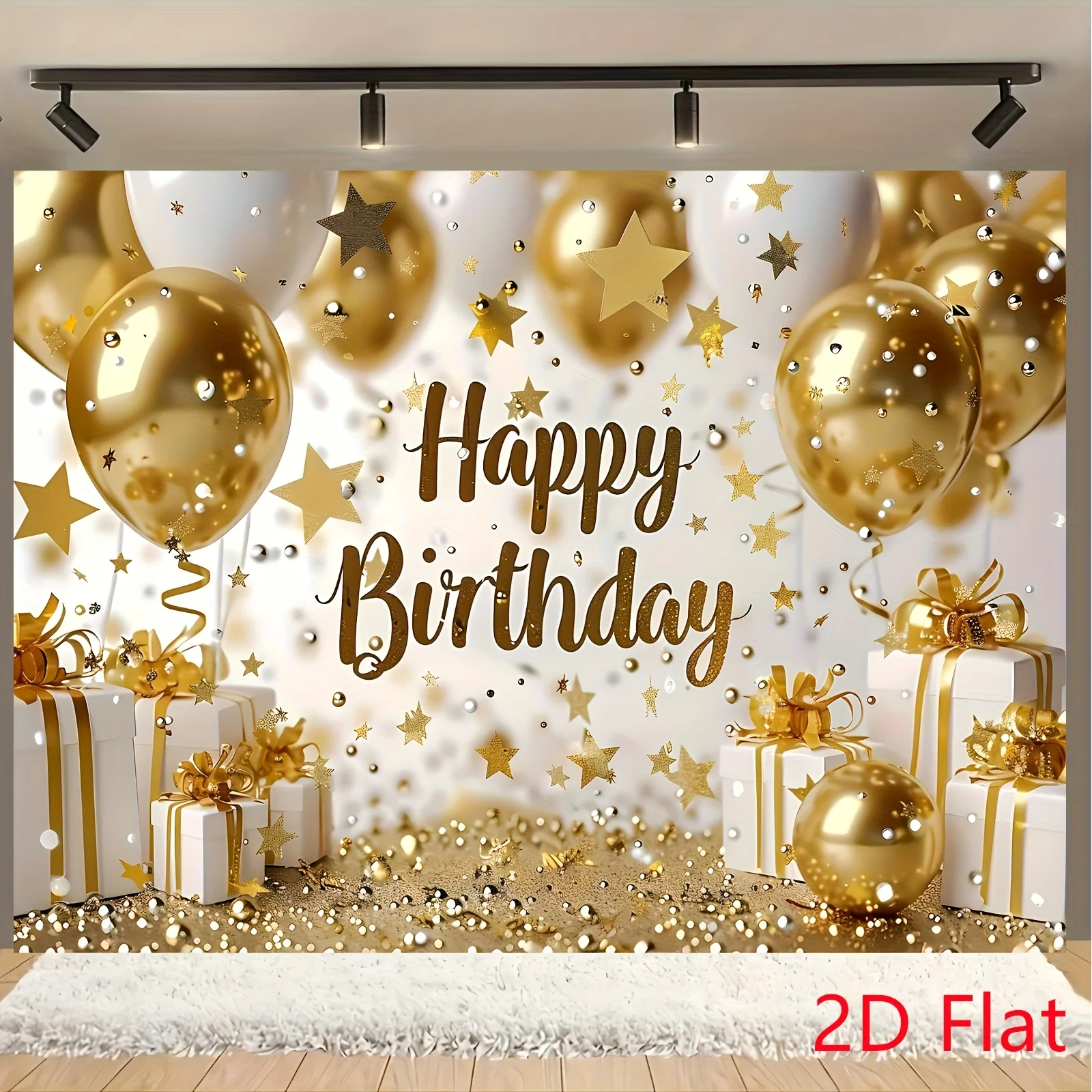 2D-Flachdruck „Happy Birthday“ Fotohintergrund, Wandhintergrund, Duschdekoration, Geburtstagsbannerzubehör, Fotokabine