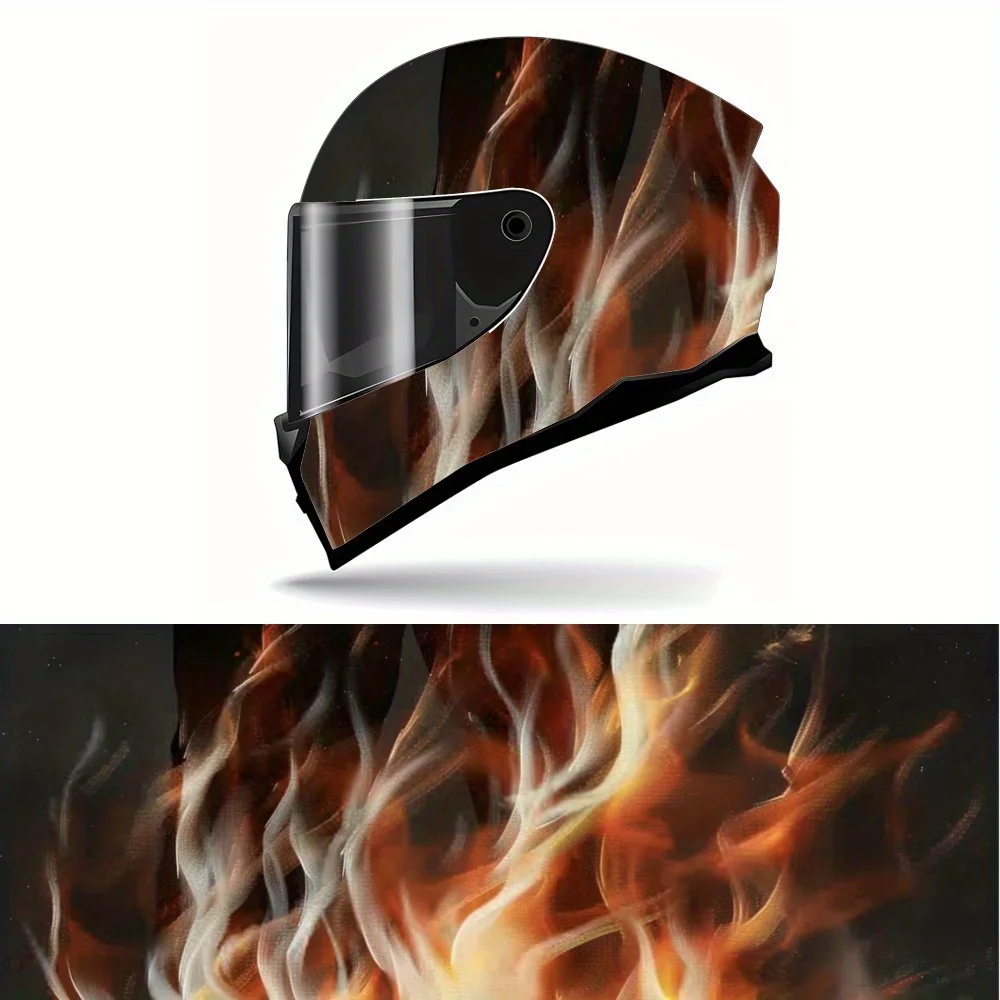ملصق رسم خوذة اللهب المحترق - رقعة PVC مقاومة للماء والخدش لخوذة سباق الدراجات النارية، جمالية فنية #1