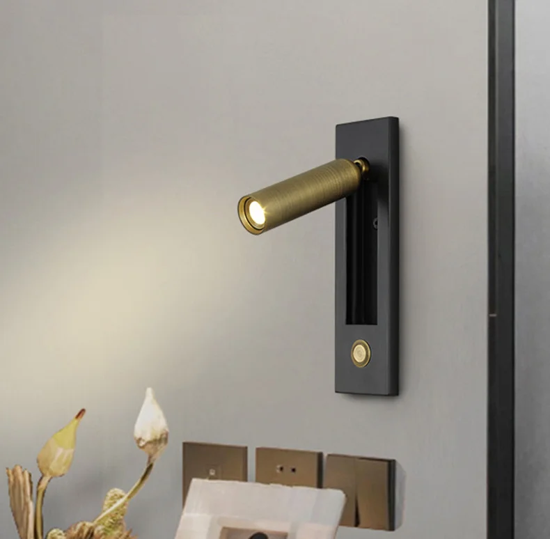 

Nordic Modern Bedside Reading Wall Lamp Hotel Engineering Minimalist Indoor Embedded Press Switch LED Reading Wall Lamp