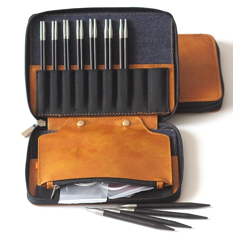 Hand polished ebony ring needle, wooden round needle removable ring needle set 9 3.5-8