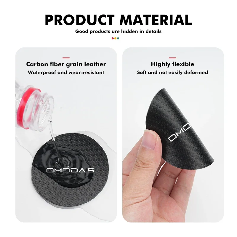 2Pcs Car Cup Holder Coaster Car Interior Anti-slip Cup Mat Car Anti-scratch  Pad Carbon Fiber For Omoda 5 C5 9 C9 7 E5