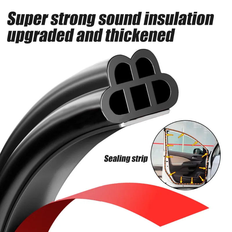 1/5m Car Door Rubber Seal Strip Soundproof Seals Universal Auto Hood Trunk Door Edge Noise Insulation Bar Seal Strips