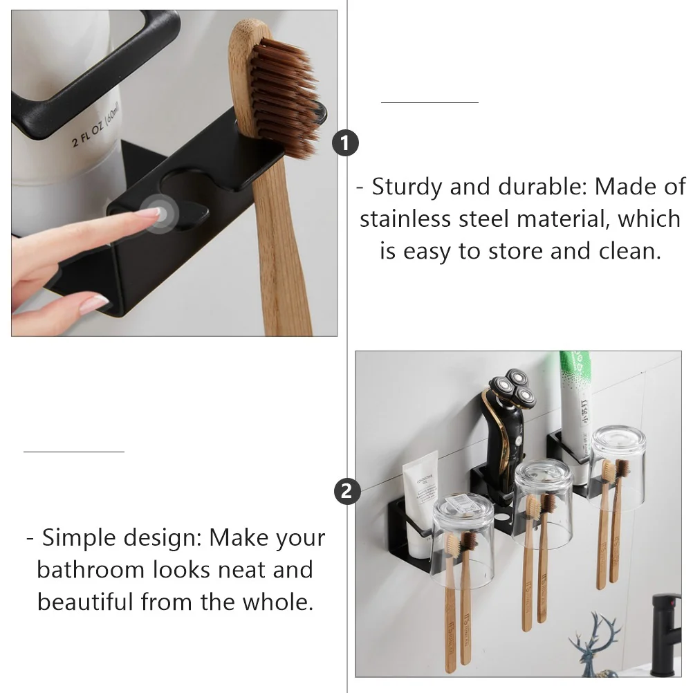 

2Pcs Toothbrush Holder Stainless Steel Wall Mount No Punch Needed Bathroom Storage Rack for Toothbrush and Toothpaste Organizer