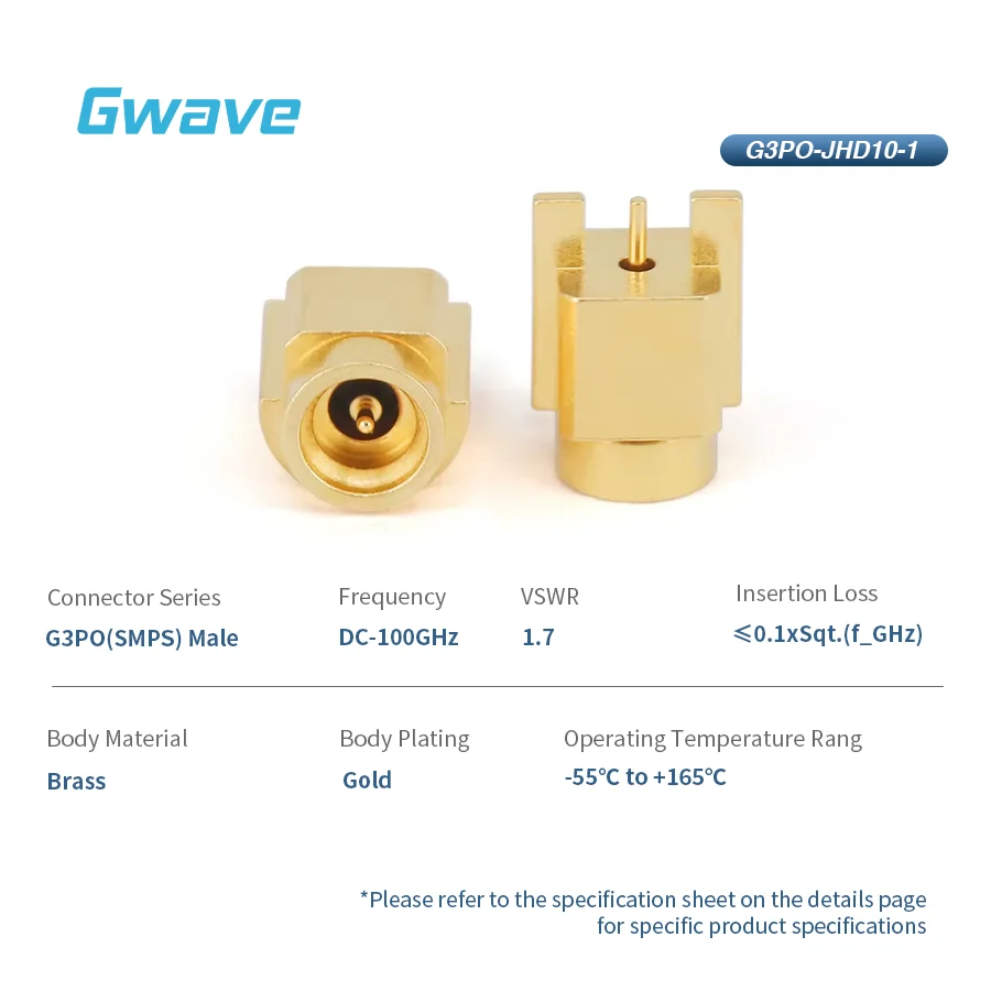 G3PO (SMPS) RF Connector Male Brass Surface Mount PCB DC-100GHz For RF Applications
