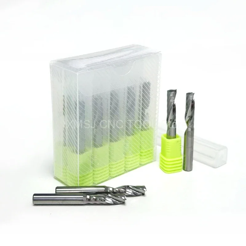 10-Piece Assortment of 5A Single Flute UP Spiral Bits - Carbide Router Cutters for Acrylic, PVC, MDF & Woodworking Projects