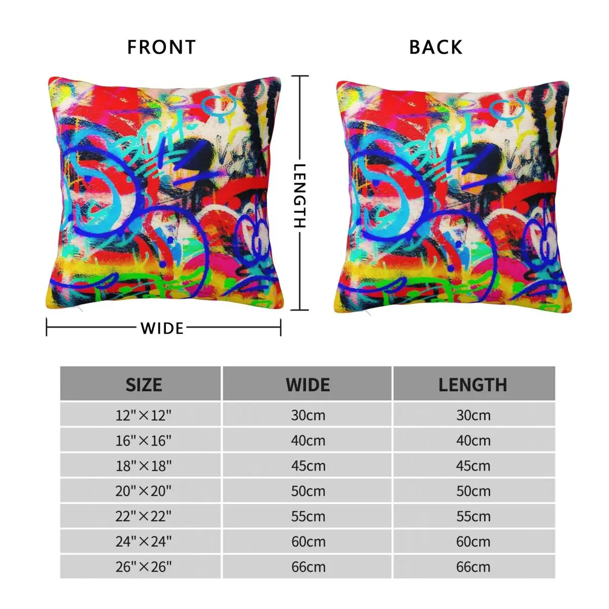 Crazy Graffiti Square Pillowcase Polyester Linen Velvet Pattern Zip Decor Pillow Case Sofa Cushion Cover 18