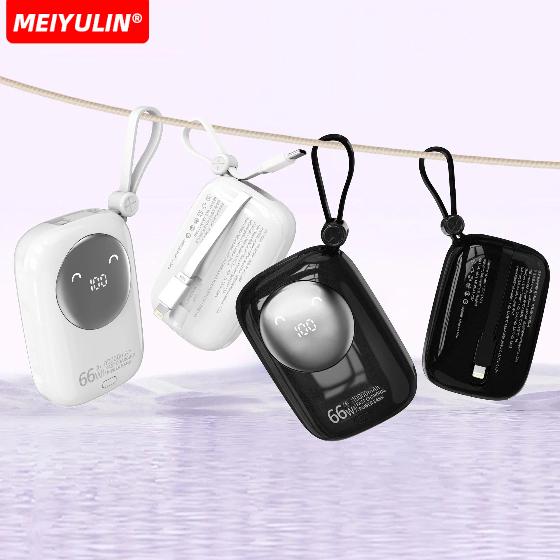 10000mAh Portable Mini Power Bank With Type-C Cable Fast Charging PD20W Mobile External Spare Battery For iPhone Samsung Xiaomi