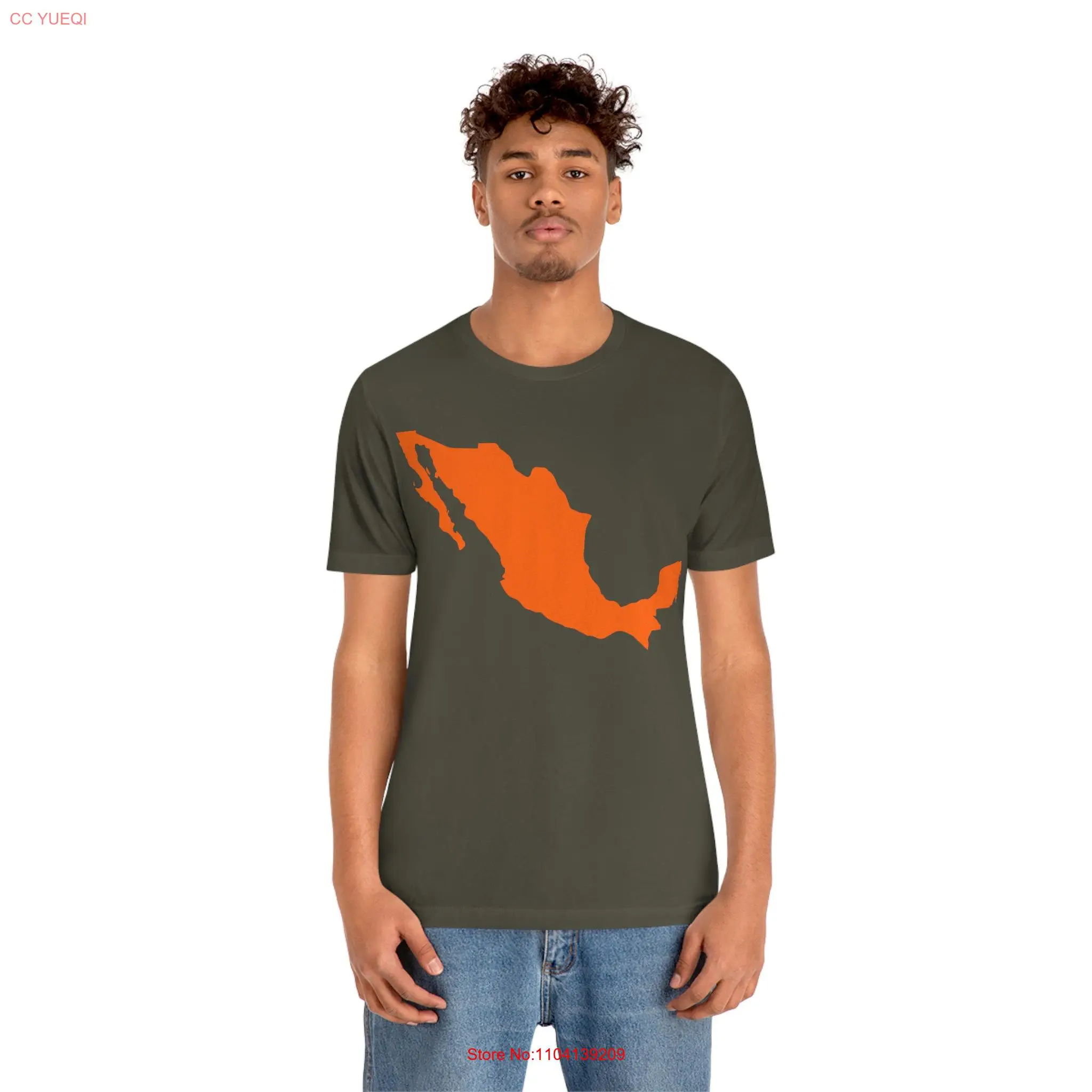 

Orange Mexico Map T shirt long or short sleeves