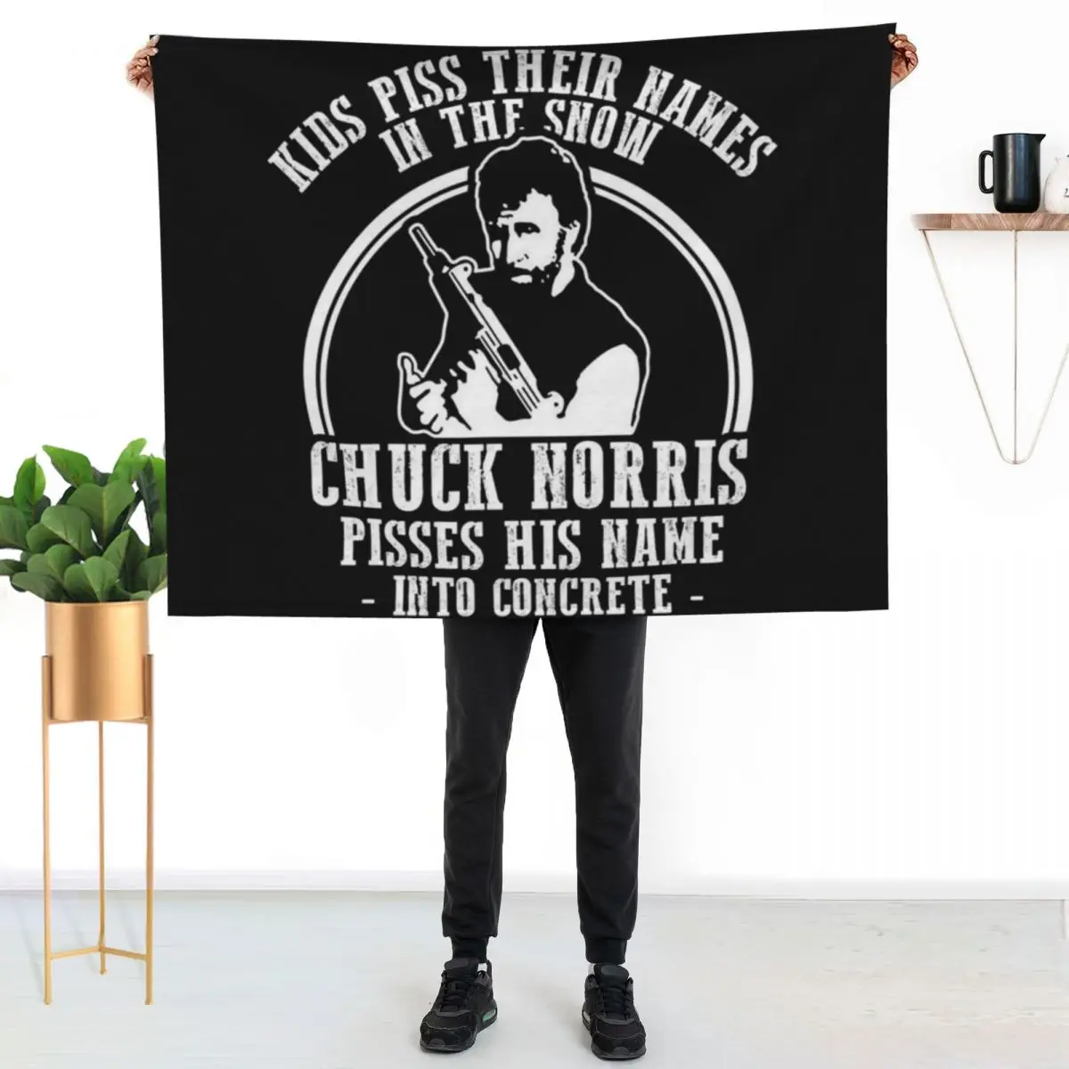 Chuck Norris Pisses His Name Throw Blanket Fade Resistant Durable Throw Blanket