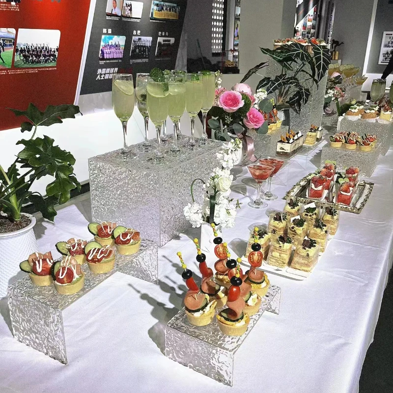 Acrylic Column Rack Bar Dessert Table, Buffet Plates Stand, Acrylic Tray For Wedding Party Cake Cookies Sushi Bread Fruits Rack