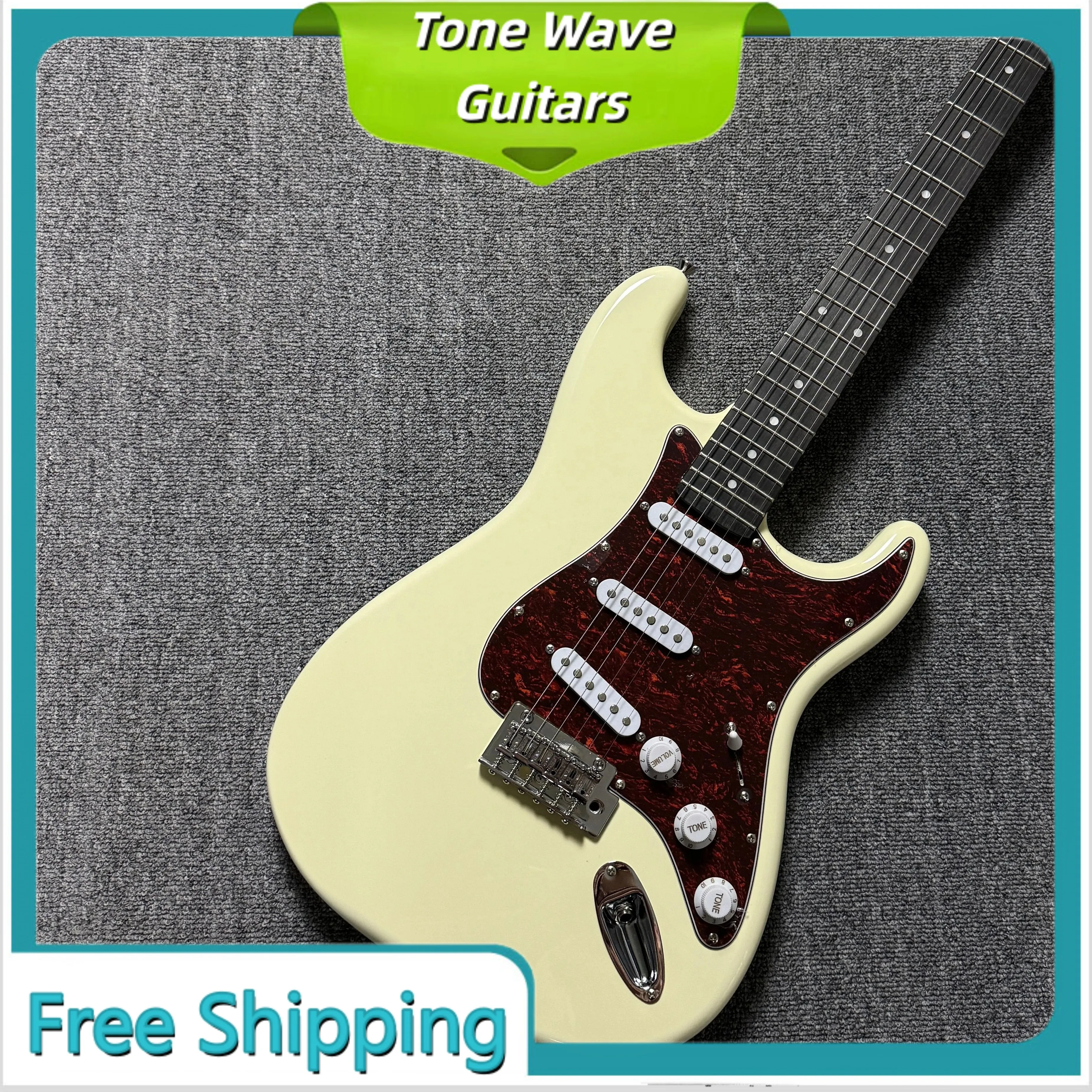 2026 39 Inch STSS Green and White  Guitar Rosewood Neck Alder Body 22 Tone SSH Pickup  Classic Rock