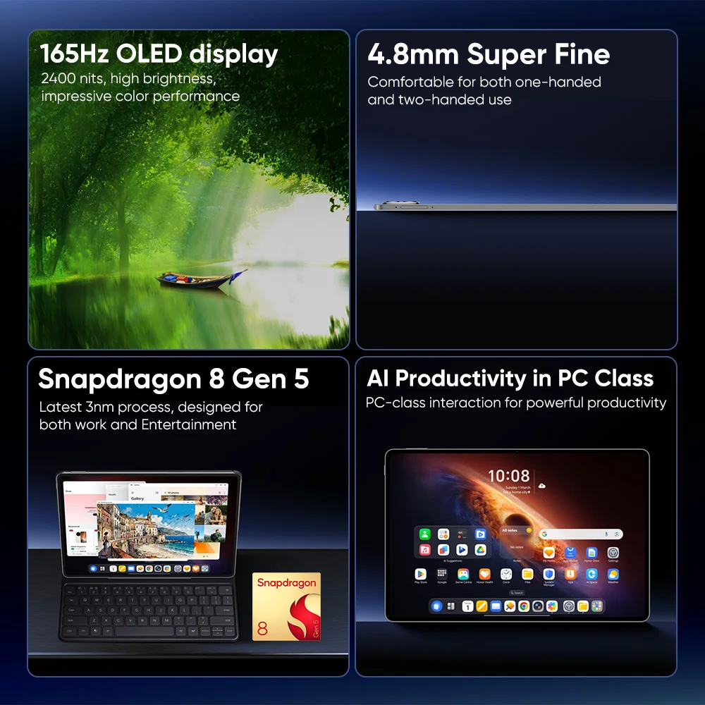 Original HONOR MagicPad 4 Global Version Tablet Snapdragon 8 Gen 5 12.3 inches 165Hz OLED Display 10100mAh Battery Android 16