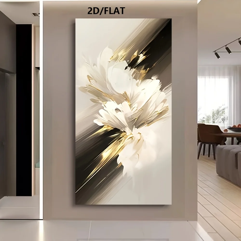 

2D/FLAT Large Modern Abstract Black White Golden Canvas Wall Art Unframed Minimalist Canvas Prints for Elegant Living Room Decor