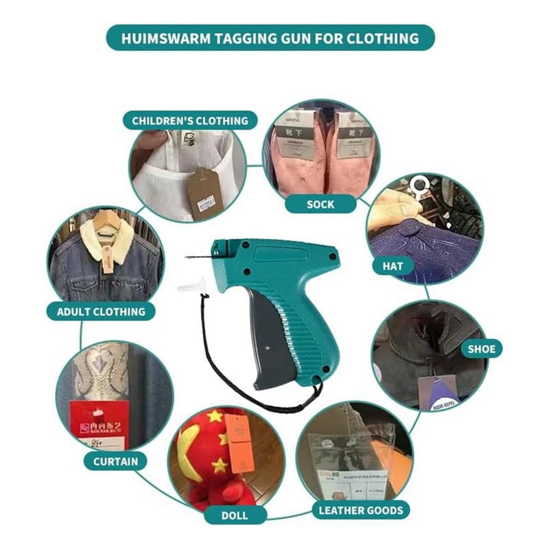 ELEC-Tagginggun للملابس مع حافظة صلبة، 500 أسود و500 أبيض 2In Barbs Fasteners، 6 إبر، مسدس علامات للبيع بالتجزئة القياسية