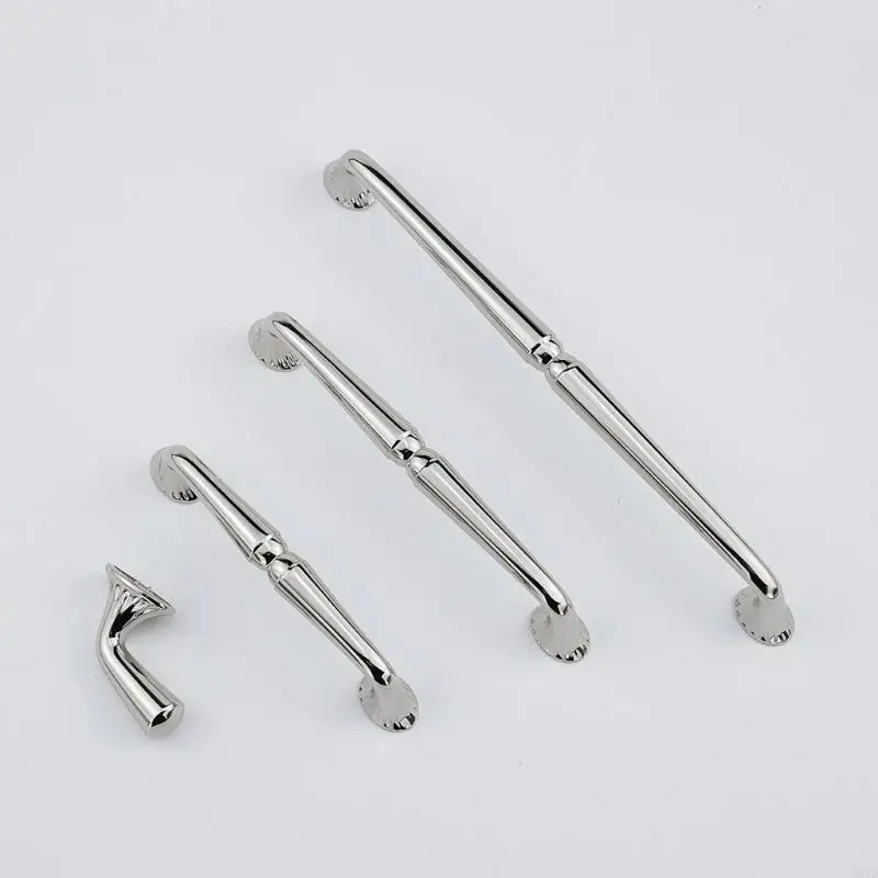 Decorative Cabinet Pull Silver Tone Furniture Handle for Drawers Cupboards Dressers in French Home Areas M4YD