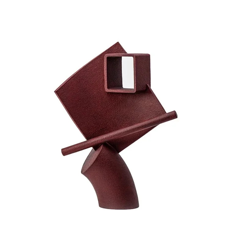 

Modern light luxury red green creative geometric decoration ornament, model house living room soft decoration