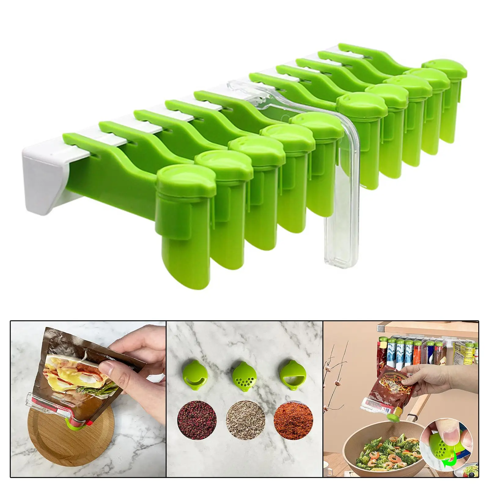 Holder Self Adhesive Punch Free Hanging Spice Organizer Seasoning Bag Storage Food Clips Kitchen Accessories