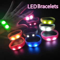 20/50/100PCS Fluorescent LED Bracelets Sound Control Silicone Glow Bracelet Vibration Bangle DJ for Wedding Party Wholesale