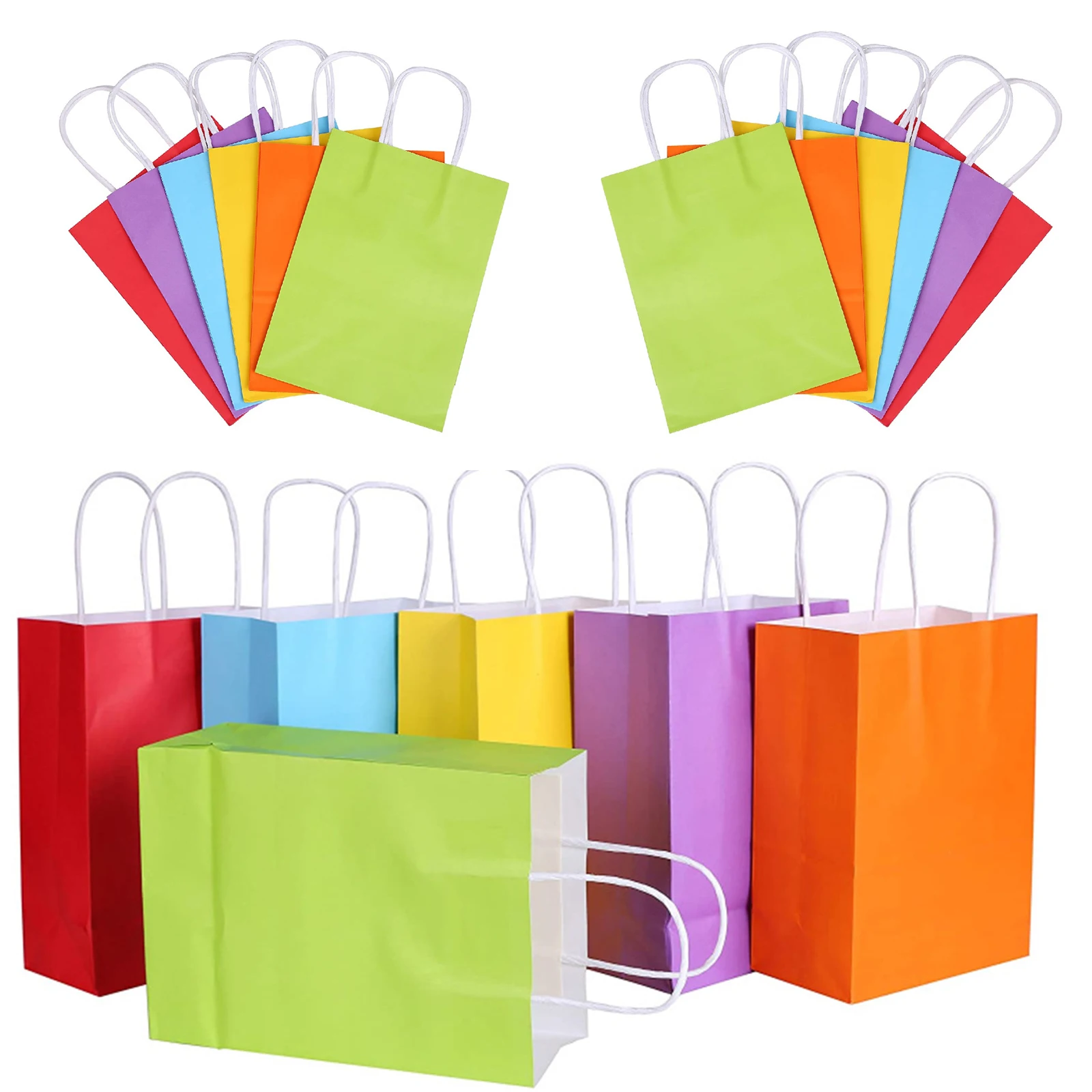 

12/24pcs Candy Colorful Kraft Paper Bag Used for Packing Toys Small Gifts Birthday Party Wedding Decoration Toy Gift Packaging