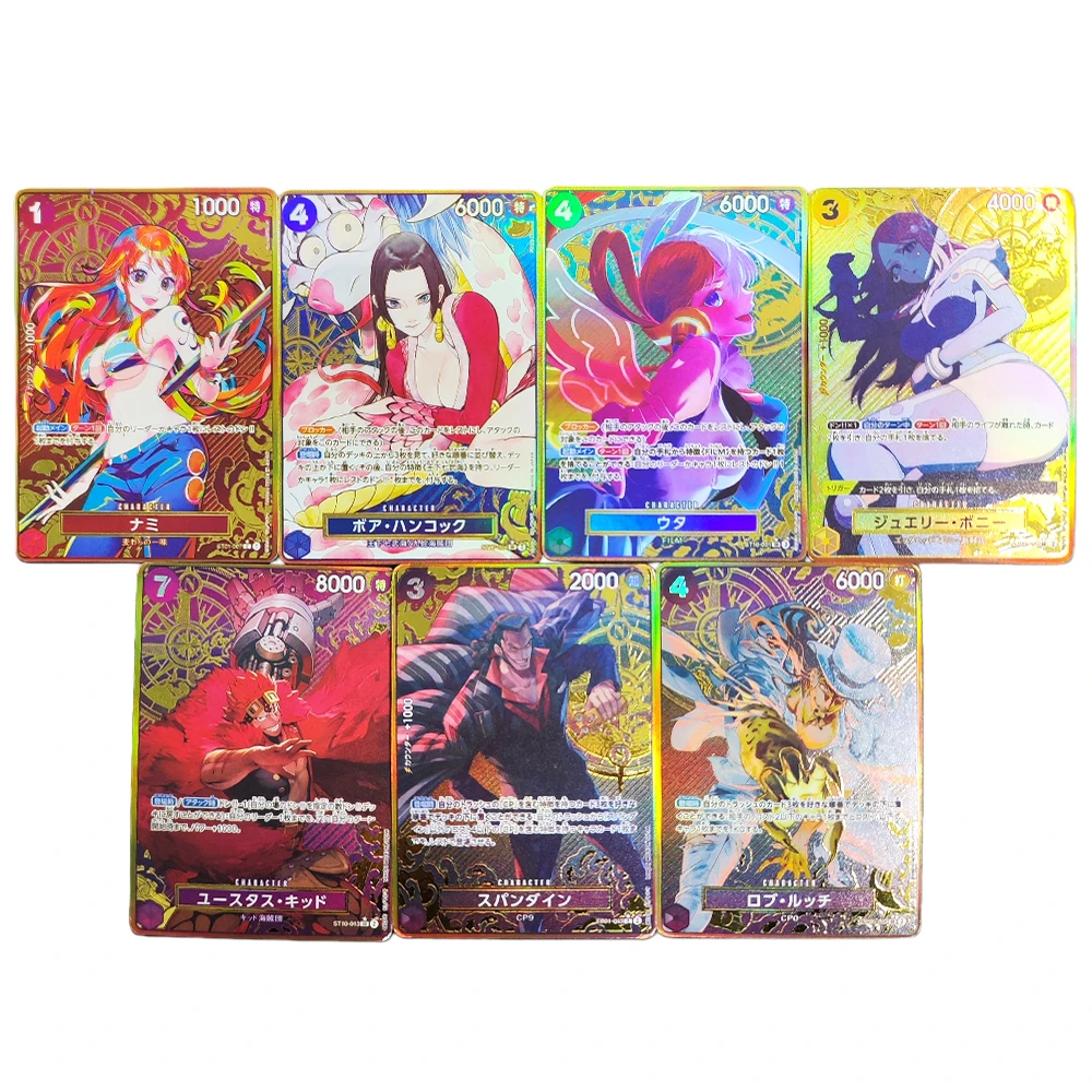 

DIY The Best Storage Box Promo Gold Flame Parallel Set of 7 One Piece Card Japanese Collection TCG Anime Card