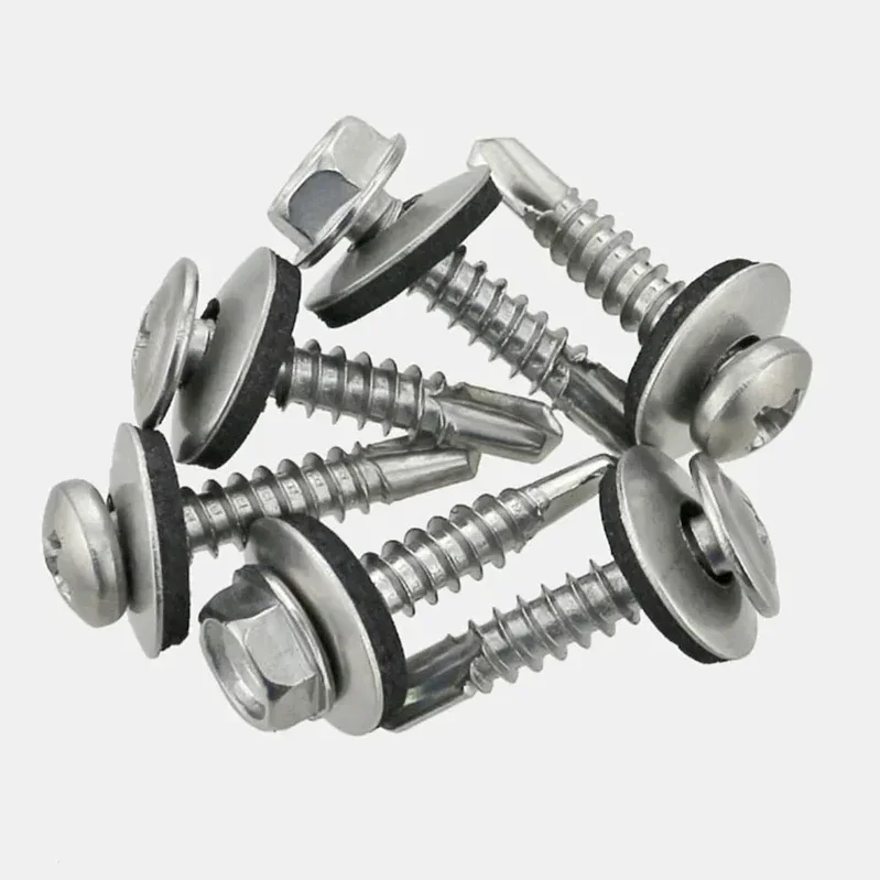 Waterproof Washers EPDM Anti-skid Washers Drill Tail Gasket Composite Sealing Washers Plain 304 Stainless/Aluminium/Carbon Steel