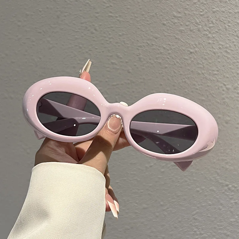 New High-end Elliptical Oval Sunglasses Women Hip-Hop Street Photography Retro Fashion Sunscreen Trend Ins UV400 Sun Glasses