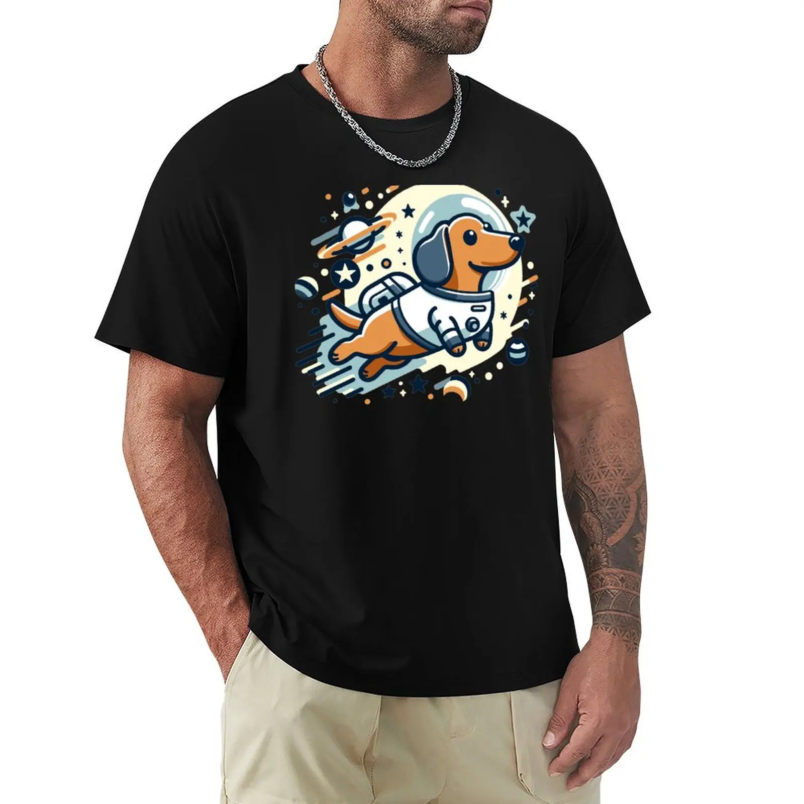 Dachshund astronaut in space T-Shirt t shirts for man graphic tees T-Shirt