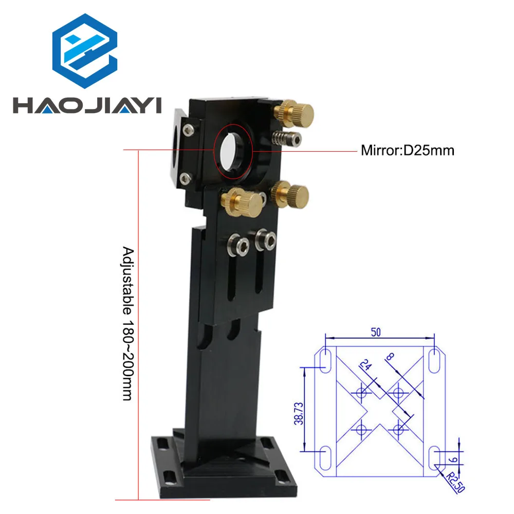 HAOJIAYI C Series: Co2 Laser Cermin Refleksi Pertama 25Mm Dudukan Mendukung Pegangan Integratif untuk Mesin Pemotong Ukiran Laser