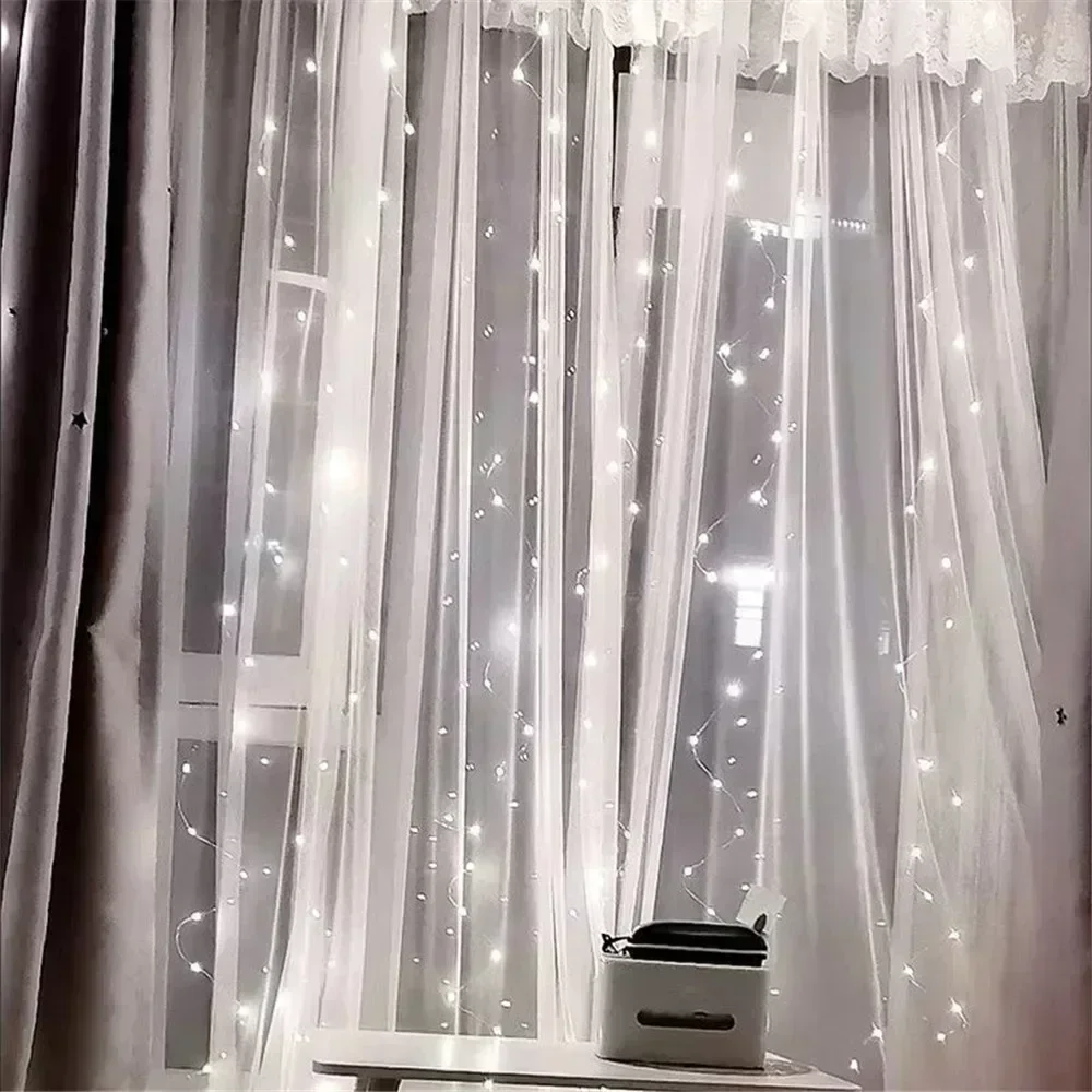 Christmas USB Curtain String Fairy Lights 8 Mode 6/3M LED Garland Remote For Party Garden Home Wedding Decoration New Year 2025